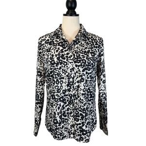 J. Crew Boy Fit Abstract Animal Print Button Up Shirt Size 4 Preppy Coastal